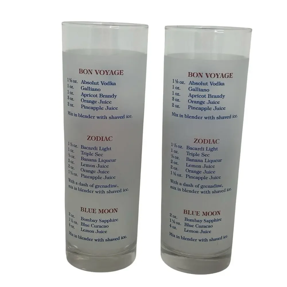 2 Celebrity Cruises Tall Collins Glasses Bon Voyage With Drink Recipes
